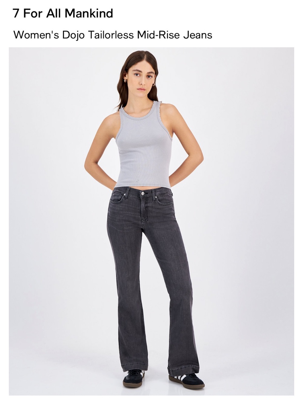 {NWOT} 7 for all Mankind Women's Dojo Mid-Rise Tailorless Jeans in Washed Black